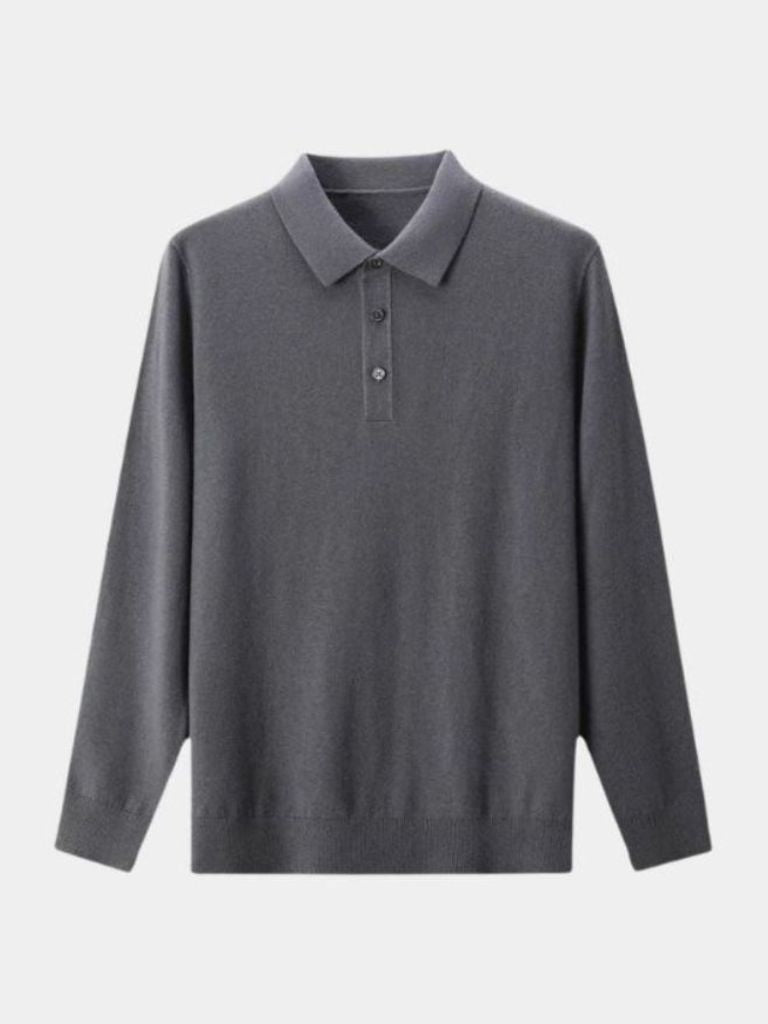 Wool Knit Button Up Polo Pullover - Montierri