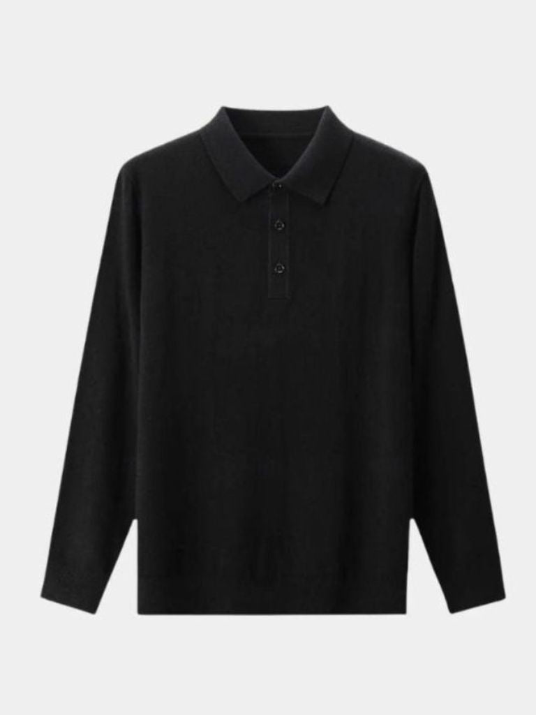 Wool Knit Button Up Polo Pullover - Montierri