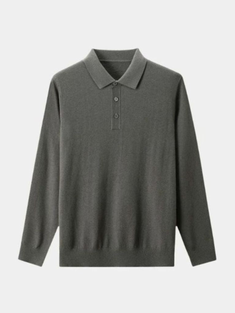Wool Knit Button Up Polo Pullover - Montierri
