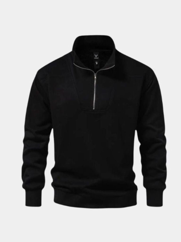 Zip Black Lapel Sports Sweatshirt - Montierri